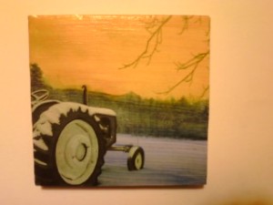 "Tractor" 8" x 8" Oil on Wood